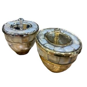 Juego de 2 tazones para servir, de vajilla para juego único Hotel, restaurante, vajilla decorativa de diseño moderno de latón y Color plateado - Product Image 1