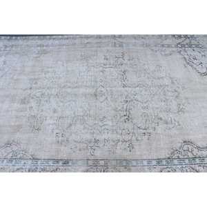 Grand tapis turc vintage 5,1x8,6 pieds, tapis en laine unie blanc et bleu - Product Image 5