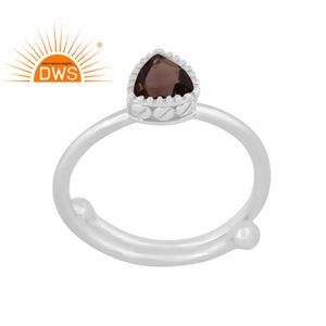 Nouveauté bague empilable en quartz fumé naturel et argent sterling fin, bijoux pour femmes, cadeau pour elle - Product Image 1