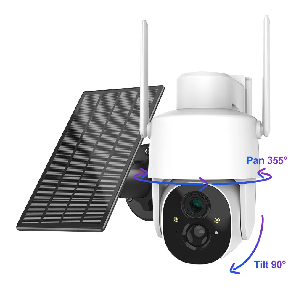 İki yönlü ses kaydı 3Mp güneş açık Wifi Ptz kamera akıllı Ai tanıma kablosuz pil kamera