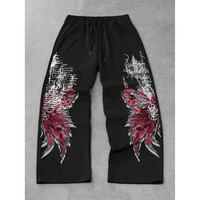 Pantalones Casuales de Invierno para Hombre, Estilo Hip Hop, a la Moda, Cómodos, de Pierna Recta, con Forro Polar, Cintura Elástica, Diseño Arrugado y Pintado