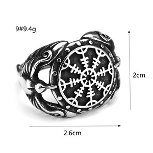 yunnique Men's Retro Viking Raven Compass <b>Ring</b> Dominating <b>Titanium</b> Steel Stainless Steel Fine Jewelry <b>Ring</b> - Product Image 5