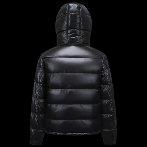 Black <b>Hooded</b> Puffer <b>Jacket</b> Quilted Winter <b>Padded</b> Coat Lightweight Insulated Down <b>Hooded</b> Puffer <b>Jacket</b> for Outdoor Hiking - Product Image 2