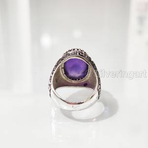 แหวนพลอยอเมทิสต์สำหรับผู้ชายขายส่งแหวนพลอยอเมทิสต์ธรรมชาติแหวนหินวันเกิดทุกขนาดเครื่องประดับของอาหรับสำหรับปาร์ตี้แหวนเงินสเตอร์ลิง925 - Product Image 6