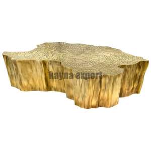 Mesa de centro hexagonal de Metal dorado moderno móvil de calidad superior para decoración de sala de estar o vestíbulo de Hotel - Product Image 5