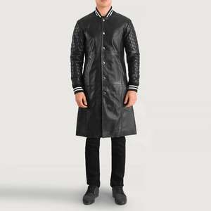 Wilde <b>Men's</b> <b>Black</b> Leather Varsity Coat - Product Image 1