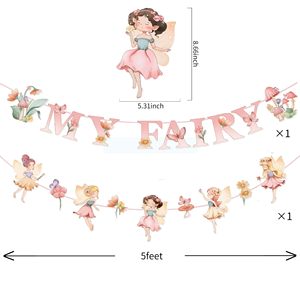 My Fairy Banners Spiral Pendentifs Set de <span class=keywords><strong>d</strong></span>écoration de gâteau pour Fairy First Birthday Party Supplies Forest Garden Baby Shower - Product Image 2