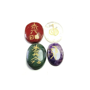 Juego de piedras preciosas de cristal Usui Reiki de alta calidad, piedra Natural ovalada, símbolo de Feng Shui Reiki, venta al por mayor, artesanía curativa de piedra Natural - Product Image 3