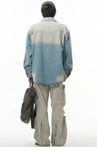 Veste en jean vintage tendance pour homme, nouvelle veste en jean élégante à manches longues, coupe ajustée, col montant à boutons, lavée, fournie par ODM - Product Image 3