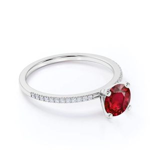 Bague de fiançailles solitaire en argent sterling 1.15 avec rubis créé en laboratoire de 925 carats en or blanc - Product Image 4