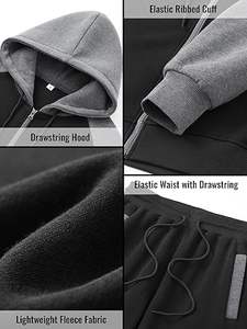 Venta al por mayor chándal para hombres 2 piezas, traje con capucha de lana, conjunto de chándal casual traje Jogger ropa deportiva al aire libre - Product Image 3