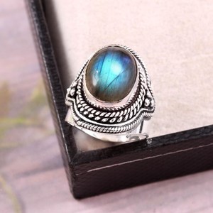 Anillo de Plata de Ley con Labradorita, Joyería Artesanal con Piedras Preciosas para Mujer, Anillo de Diseño, Proveedor Mayorista - Product Image 5