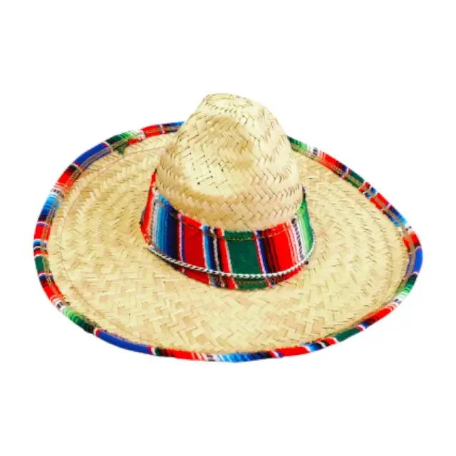 Wholesale Mexican Style Straw Hats Wide Brim Colorful Men