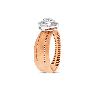 Anillo de Compromiso de Diamantes con Halo de Oro Rosa de 10K, 14K y 18K de Primera Calidad, 0.50 Ct, Corte Redondo, Proveedor de Joyería al por Mayor para Mujer - Product Image 6