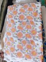 Tissu en coton sergé imprimé au bloc, style ethnique indien, écologique, occultant, pour la décoration intérieure, l'artisanat et les housses pour filles