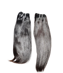 Wholesale <b>Cheap</b> 100% Raw Double Drawn Silk Straight Indian machine double weft deep wave Black Women Human Hair <b>Extensions</b> - Product Image 1