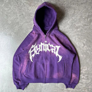 Custom <b>2</b> Piece Sweatsuits Sets Women 100% Cotton Oversized Boxy Cropped Acid Wash Zip up Hoodie and Sweatpants Set - Product Image 1