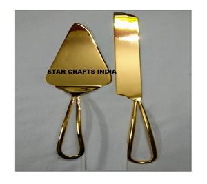 Outils pour gâteau d'anniversaire en acier inoxydable, couteau à pain en métal avec revêtement en or PVD, ensemble couteau pour gâteau de mariage et serveur, style luxueux - Product Image 1