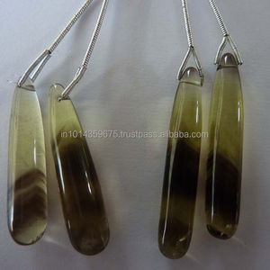 Cuentas de piedra de cuarzo limón Natural de alta calidad, Color BIO, gota larga, collar de pendientes DIY, cuentas para fabricación de joyas, par liso - Product Image 2