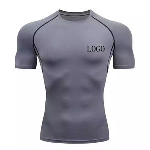 Chemise de compression pour homme durable à manches courtes pour la pratique du fitness, respirante, couleur noire unie, chemise de compression pour homme - Product Image 3