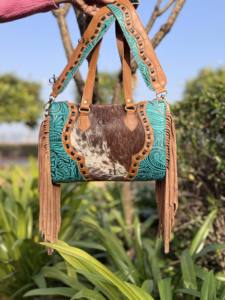 Nuevo Bolso Tote de Piel de Vaca Estilo Occidental con Patrón Grabado y Flecos, Cartera Elegante, Bolsos de Cuero para Mujer - Product Image 5