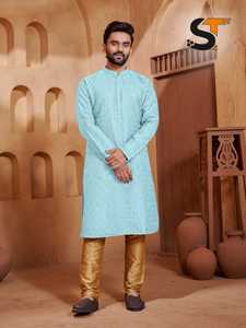 Pijama de Jacquard con lazo Pintex Kurta de buena calidad, exportador y proveedor mundial de Surat al precio más bajo - Product Image 2