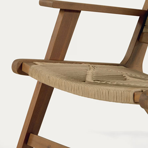 Sillón de salón para exteriores, madera de teca natural con cuerda tejida, muebles de jardín para patio-Naa - Product Image 4