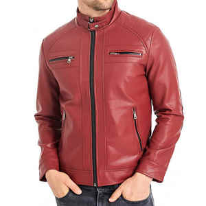 Chaqueta de cuero de piel de cordero auténtica negra personalizada de alta calidad para hombre chaqueta de cuero de manga larga para exteriores de invierno a la moda - Product Image 1