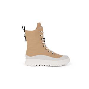 Botas de Senderismo Transpirables con Plataforma y Cordones de Lona Color Caqui Khami, Altura Media - Product Image 5