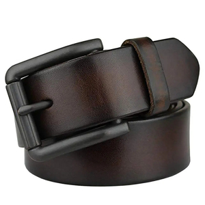 Genuine Leather <b>Belt</b> Cow Hide Solid Color Pin Buckle Rectangular Copper Buckle Casual Style Durable One Piece Molding - Product Image 5