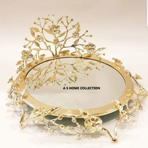 Floral Golden Elegant Decorative Design Chocolate Serving Tray in Brass Gold Color Superior Quality Hotel <b>Sweet</b> Chocolate Tray - Product Image 1
