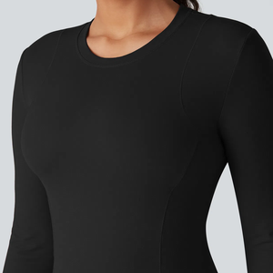 ขายดี 2024 เสื้อโยคะแขนยาวผู้หญิงรุ่นใหม่ ระบายอากาศได้ดี 100% โพลีเอสเตอร์ ชุดออกกำลังกาย ฟิตเนส แอคทีฟแวร์ ขายส่ง - Product Image 4