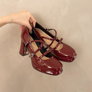 Chaussures Mary Jane à talon épais pour femmes, chaussures à talons plats polyvalentes à semelle souple, à la mode, pour printemps et automne, chaussures de mariage - Product Image 2