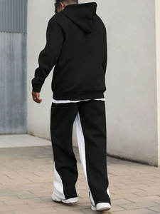 Survêtements unisexes streetwear imprimés sur mesure, lourds, pull à capuche surdimensionné, pantalon de survêtement ample, panneau latéral, homme, 100% coton - Product Image 5