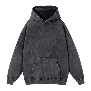 Haute qualité 100% coton hiver imperméable Vintage grande taille hommes polaire acide lavage pierre lavé poids lourd surdimensionné à capuche - Product Image 3