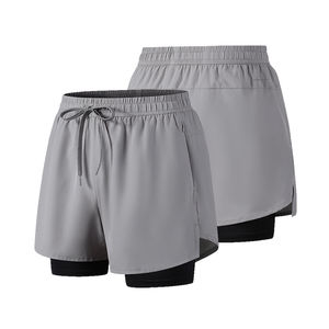 NEW Men Training <b>Shorts</b> <b>Zipper</b> <b>Pocket</b> Double Layer Track <b>Shorts</b> Men Active Wear Quick Dry Gym <b>Shorts</b> - Product Image 2