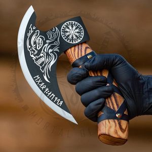 Tay Giả Mạo Viking Rìu Với Tùy Chỉnh Khắc Tay Cầm Bằng Gỗ Và Da Vỏ Bọc USA Xu Hướng Bắc Ý Lấy Cảm hứng Trang Trí Bánh Pizza Công Cụ - Product Image 6