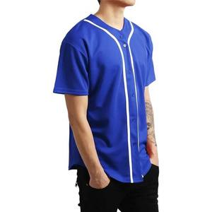 Camiseta de béisbol para hombre, camisetas a rayas, camiseta blanca deportiva con botones lisos, camiseta de secado rápido transpirable de poliéster de Color azul para adultos - Product Image 3