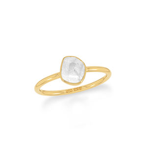 Anillo Apilable con Engaste de Bisel Clásico de Alto Acabado, Chapado en Oro de 18 Quilates, con Piedra Preciosa Herkimer en Forma de Pera, Ovalada y Redonda para Mujer, Paquete de 12 - Product Image 1