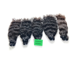 Extensions de cheveux vierges Remy 100 % naturels, double trame, ondulés noirs, alignés aux cuticules, cheveux humains indiens, 100 g, vente en gros - Product Image 2