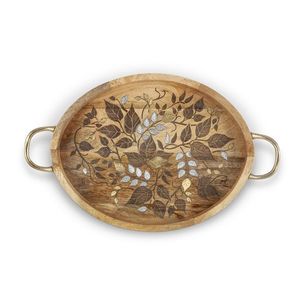 ถาดไม้อะคาเซียแกะสลักพร้อมที่จับสำหรับตกแต่งบ้านและห้องครัว - Product Image 4