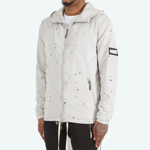 Chaqueta de invierno cortavientos con capucha para hombre con cuello levantado informal, ropa de calle para exteriores, logotipo frontal transpirable - Product Image 5