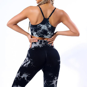 yoga sets high waist leggings and seamless bra top stretch breathable activewear fitness women <b>apparel</b> - Product Image 3