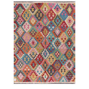 Alfombra Kilim de Maimana, Afganistán, 228 x 174 cm, Alfombras y Juegos de Alfombras Tradicionales Afganas - Product Image 1