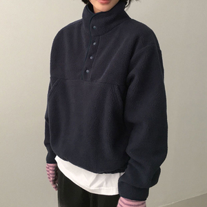 Wholesale New Hoodie Casual Oversize <b>Warm</b> Sweatshirt Button-up Stand Neck <b>Jumper</b> Fleece Pullover Top for <b>Women</b> hoodies for <b>Women</b> - Product Image 1