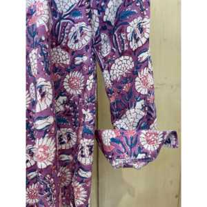 Blusa de Chifón Estampada a Mano LUCY para Mujer, Estampado Floral, Estilo Casual, Decoración con Botones, Talla XL, Corta, para Oficina, Fiesta, Primavera - Product Image 4