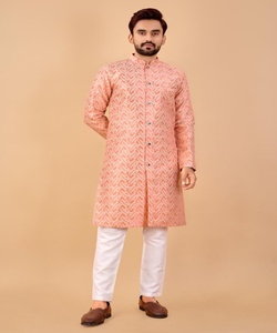Dernier Kurta Pajama Punjabi pour Hommes en Tissu de Coton d'Hiver avec Col Court et Design Élégant - Product Image 3