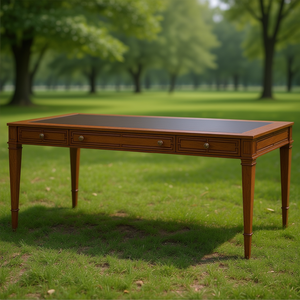 New Engineered <b>Wood</b> Rectangle Writing <b>Desk</b>-Warm Brown <b>Solid</b> Finish Figured Sycamore Maple & Khaya <b>Wood</b> 1-Year Warranty - Product Image 3
