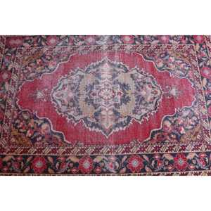 3.4x4.8 ft Vintage Rug, <b>Red</b> Polka dot Turkish Rug <b>Wool</b> - Product Image 4
