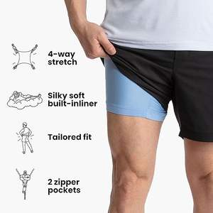 Short kaki décontracté pour homme, short extensible coupe ajustée avec doublure intégrée pour plus de confort, longueur régulière, entrejambe 7 - Product Image 5